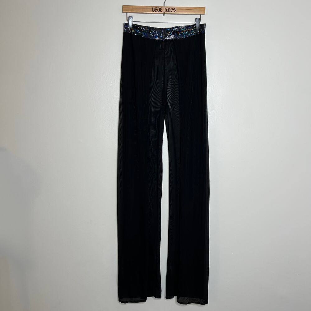 J Valentine Black Mesh Open Slit Festival Rave Costume Pants